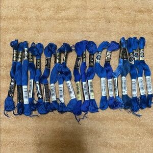 SET OF 19 DMC Blue Embroidery Floss Set 8m/8.7 yards